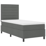 vidaXL Pat cu arcuri cu saltea Gri închis 100 x 200 cm țesătură vidaXL Pat cu arcuri cu saltea Gri închis 100 x 200 cm țesătură