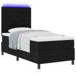 vidaXL Pat cu arcuri cu saltea Negru 100 x 200 cm țesătură vidaXL Pat cu arcuri cu saltea Negru 100 x 200 cm țesătură