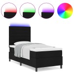 vidaXL Pat cu arcuri cu saltea Negru 100 x 200 cm țesătură vidaXL Pat cu arcuri cu saltea Negru 100 x 200 cm țesătură