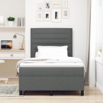 vidaXL Pat cu arcuri cu saltea Gri închis 120 x 190 cm țesătură vidaXL Pat cu arcuri cu saltea Gri închis 120 x 190 cm țesătură