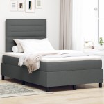 vidaXL Pat cu arcuri cu saltea Gri închis 120 x 200 cm țesătură vidaXL Pat cu arcuri cu saltea Gri închis 120 x 200 cm țesătură