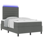 vidaXL Pat cu arcuri cu saltea Gri închis 120 x 200 cm țesătură vidaXL Pat cu arcuri cu saltea Gri închis 120 x 200 cm țesătură