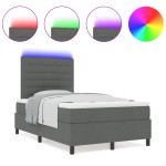 vidaXL Pat cu arcuri cu saltea Gri închis 120 x 200 cm țesătură vidaXL Pat cu arcuri cu saltea Gri închis 120 x 200 cm țesătură