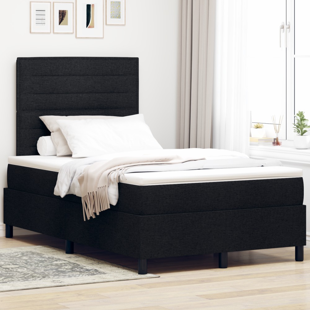 vidaXL Pat cu arcuri cu saltea Negru 120 x 200 cm țesătură
