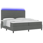 vidaXL Pat cu arcuri cu saltea Gri închis 200 x 200 cm țesătură vidaXL Pat cu arcuri cu saltea Gri închis 200 x 200 cm țesătură
