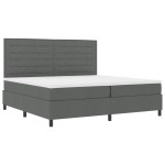 vidaXL Pat cu arcuri cu saltea Gri închis 200 x 200 cm țesătură vidaXL Pat cu arcuri cu saltea Gri închis 200 x 200 cm țesătură