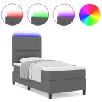 vidaXL Pat cu arcuri cu saltea Gri închis 80 x 200 cm țesătură vidaXL Pat cu arcuri cu saltea Gri închis 80 x 200 cm țesătură