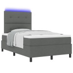 vidaXL Pat cu arcuri cu saltea Gri închis 120 x 190 cm țesătură vidaXL Pat cu arcuri cu saltea Gri închis 120 x 190 cm țesătură