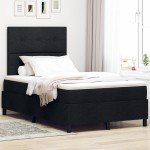 vidaXL Pat cu arcuri cu saltea Negru 120 x 200 cm țesătură vidaXL Pat cu arcuri cu saltea Negru 120 x 200 cm țesătură