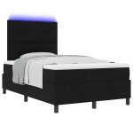vidaXL Pat cu arcuri cu saltea Negru 120 x 200 cm țesătură vidaXL Pat cu arcuri cu saltea Negru 120 x 200 cm țesătură