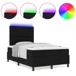 vidaXL Pat cu arcuri cu saltea Negru 120 x 200 cm țesătură vidaXL Pat cu arcuri cu saltea Negru 120 x 200 cm țesătură