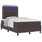 vidaXL Pat cu arcuri cu saltea Maro închis 120 x 200 cm țesătură vidaXL Pat cu arcuri cu saltea Maro închis 120 x 200 cm țesătură