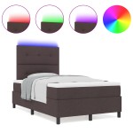 vidaXL Pat cu arcuri cu saltea Maro închis 120 x 200 cm țesătură vidaXL Pat cu arcuri cu saltea Maro închis 120 x 200 cm țesătură