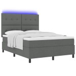 vidaXL Pat cu arcuri cu saltea Gri închis 160 x 200 cm țesătură vidaXL Pat cu arcuri cu saltea Gri închis 160 x 200 cm țesătură
