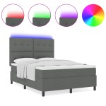 vidaXL Pat cu arcuri cu saltea Gri închis 160 x 200 cm țesătură vidaXL Pat cu arcuri cu saltea Gri închis 160 x 200 cm țesătură