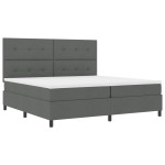 vidaXL Pat cu arcuri cu saltea Gri închis 200 x 200 cm țesătură vidaXL Pat cu arcuri cu saltea Gri închis 200 x 200 cm țesătură