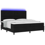 vidaXL Pat cu arcuri cu saltea Negru 200 x 200 cm țesătură