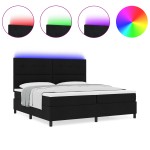 vidaXL Pat cu arcuri cu saltea Negru 200 x 200 cm țesătură