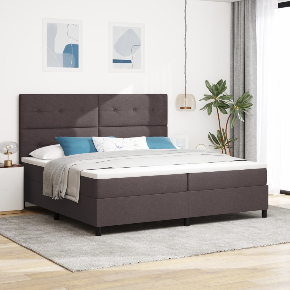vidaXL Pat cu arcuri cu saltea Maro închis 200 x 200 cm țesătură