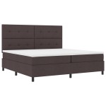 vidaXL Pat cu arcuri cu saltea Maro închis 200 x 200 cm țesătură vidaXL Pat cu arcuri cu saltea Maro închis 200 x 200 cm țesătură