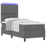 vidaXL Pat cu arcuri cu saltea Gri închis 80 x 200 cm țesătură vidaXL Pat cu arcuri cu saltea Gri închis 80 x 200 cm țesătură