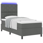 vidaXL Pat cu arcuri cu saltea Gri închis 90 x 190 cm țesătură vidaXL Pat cu arcuri cu saltea Gri închis 90 x 190 cm țesătură
