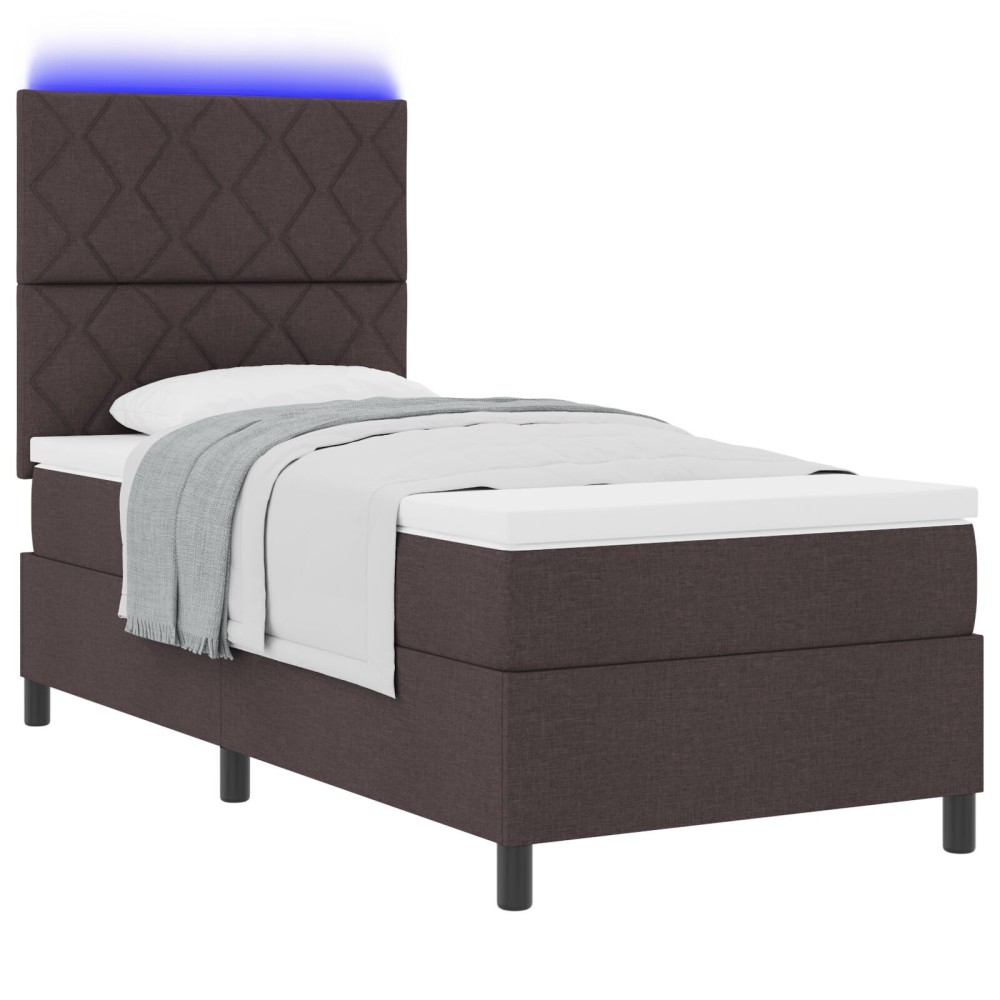 vidaXL Pat cu arcuri cu saltea Maro închis 90 x 190 cm țesătură