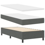 vidaXL Pat cu arcuri cu saltea Gri închis 90 x 200 cm țesătură vidaXL Pat cu arcuri cu saltea Gri închis 90 x 200 cm țesătură