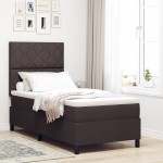 vidaXL Pat cu arcuri cu saltea Maro închis 90 x 200 cm țesătură vidaXL Pat cu arcuri cu saltea Maro închis 90 x 200 cm țesătură