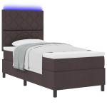vidaXL Pat cu arcuri cu saltea Maro închis 90 x 200 cm țesătură vidaXL Pat cu arcuri cu saltea Maro închis 90 x 200 cm țesătură