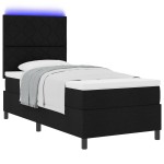 vidaXL Pat cu arcuri cu saltea Negru 100 x 200 cm țesătură vidaXL Pat cu arcuri cu saltea Negru 100 x 200 cm țesătură