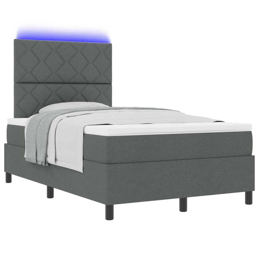 vidaXL Pat cu arcuri cu saltea Gri închis 120 x 190 cm țesătură
