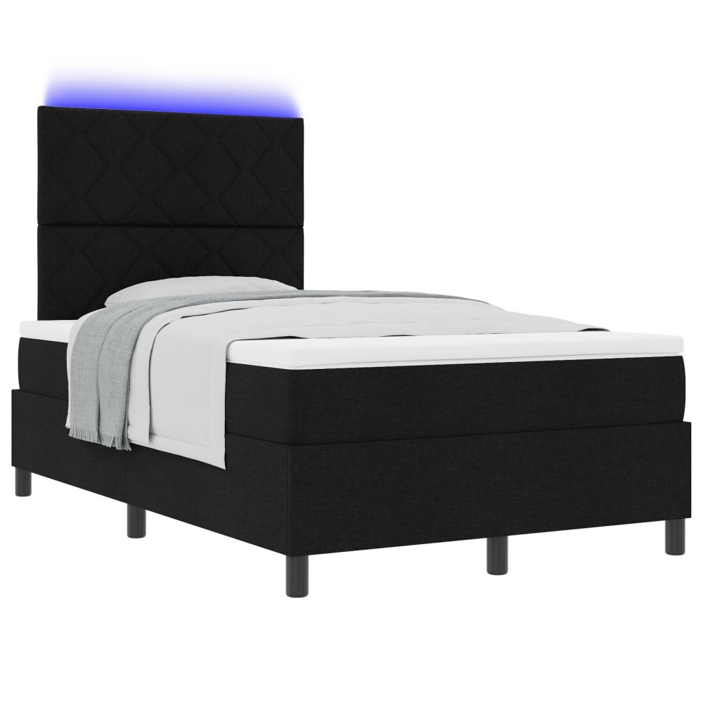 vidaXL Pat cu arcuri cu saltea Negru 120 x 190 cm țesătură