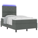 vidaXL Pat cu arcuri cu saltea Gri închis 120 x 200 cm țesătură vidaXL Pat cu arcuri cu saltea Gri închis 120 x 200 cm țesătură