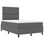 vidaXL Pat cu arcuri cu saltea Gri închis 120 x 200 cm țesătură vidaXL Pat cu arcuri cu saltea Gri închis 120 x 200 cm țesătură