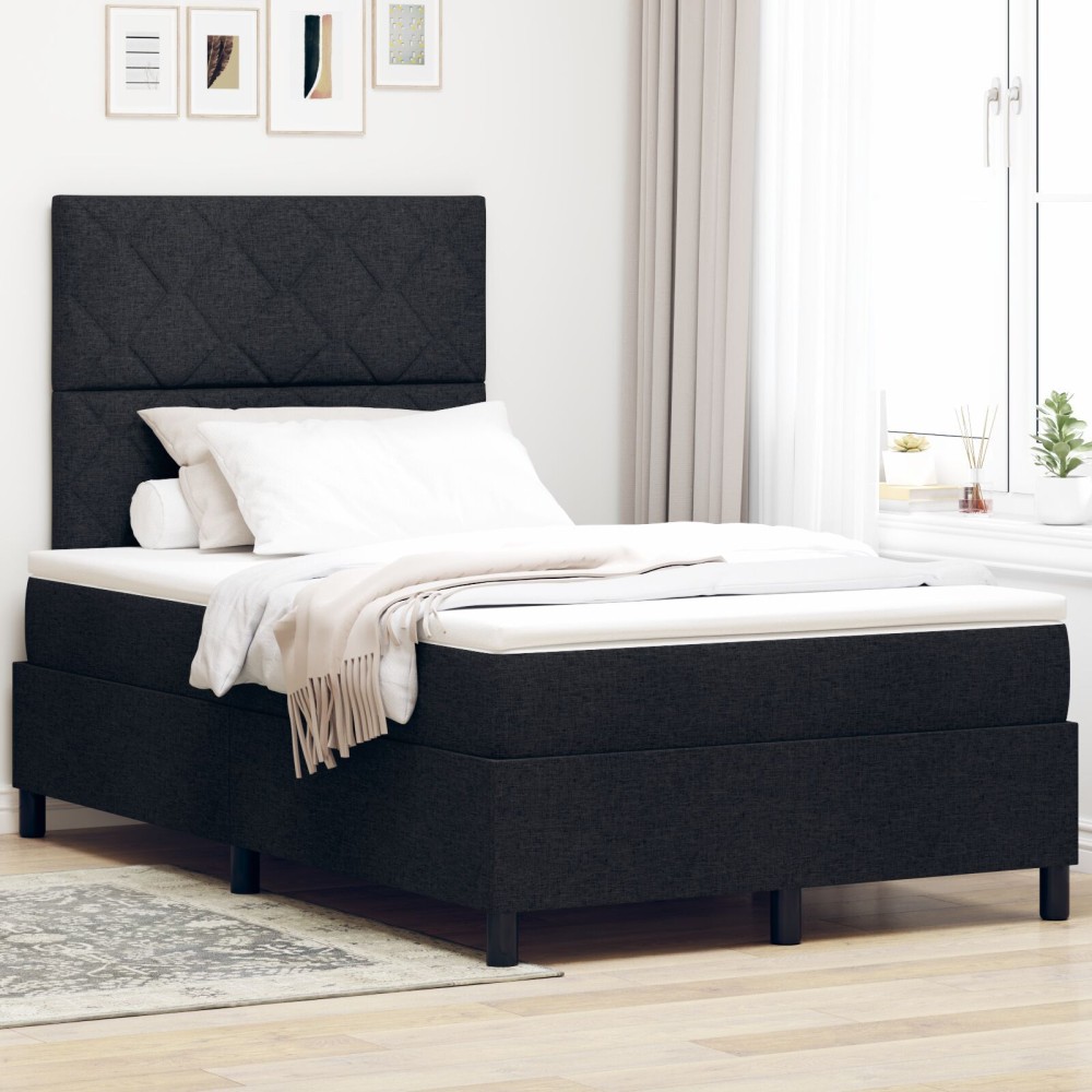 vidaXL Pat cu arcuri cu saltea Negru 120 x 200 cm țesătură