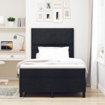 vidaXL Pat cu arcuri cu saltea Negru 120 x 200 cm țesătură vidaXL Pat cu arcuri cu saltea Negru 120 x 200 cm țesătură