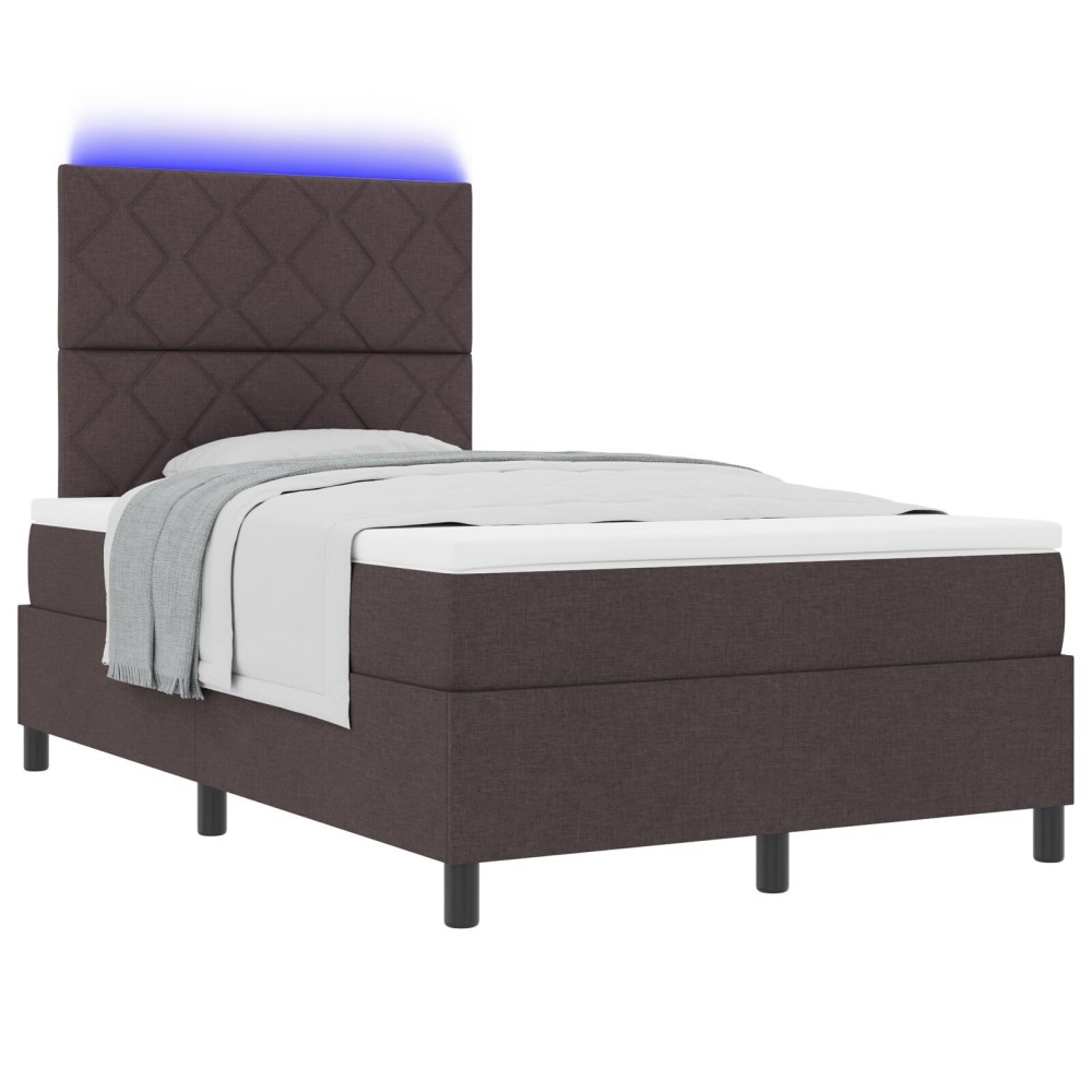 vidaXL Pat cu arcuri cu saltea Maro închis 120 x 200 cm țesătură