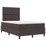 vidaXL Pat cu arcuri cu saltea Maro închis 120 x 200 cm țesătură vidaXL Pat cu arcuri cu saltea Maro închis 120 x 200 cm țesătură