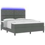 vidaXL Pat cu arcuri cu saltea Gri închis 180 x 200 cm țesătură vidaXL Pat cu arcuri cu saltea Gri închis 180 x 200 cm țesătură