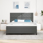 vidaXL Pat cu arcuri cu saltea Gri închis 180 x 200 cm țesătură vidaXL Pat cu arcuri cu saltea Gri închis 180 x 200 cm țesătură