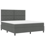 vidaXL Pat cu arcuri cu saltea Gri închis 180 x 200 cm țesătură vidaXL Pat cu arcuri cu saltea Gri închis 180 x 200 cm țesătură
