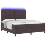 vidaXL Pat cu arcuri cu saltea Maro închis 180 x 200 cm țesătură vidaXL Pat cu arcuri cu saltea Maro închis 180 x 200 cm țesătură