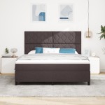 vidaXL Pat cu arcuri cu saltea Maro închis 180 x 200 cm țesătură vidaXL Pat cu arcuri cu saltea Maro închis 180 x 200 cm țesătură