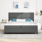 vidaXL Pat cu arcuri cu saltea Gri închis 200 x 200 cm țesătură vidaXL Pat cu arcuri cu saltea Gri închis 200 x 200 cm țesătură