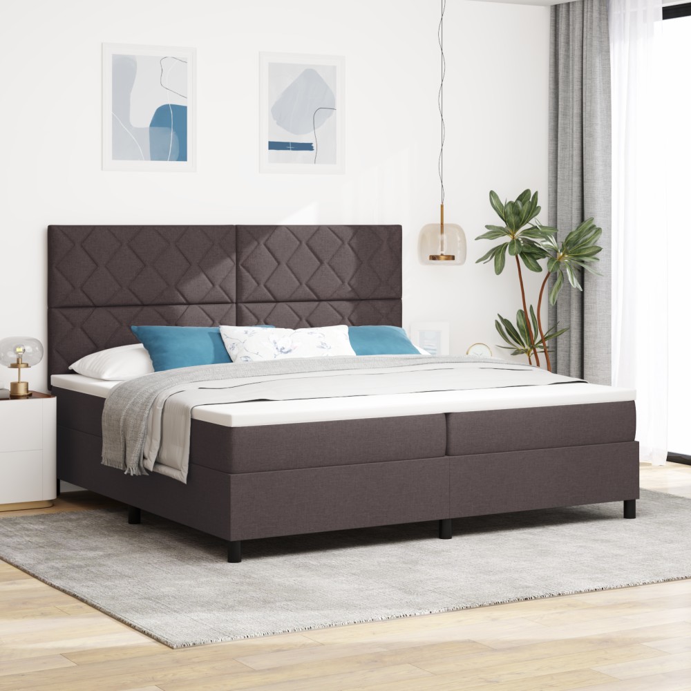 vidaXL Pat cu arcuri cu saltea Maro închis 200 x 200 cm țesătură