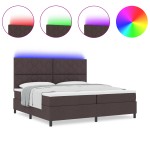 vidaXL Pat cu arcuri cu saltea Maro închis 200 x 200 cm țesătură vidaXL Pat cu arcuri cu saltea Maro închis 200 x 200 cm țesătură