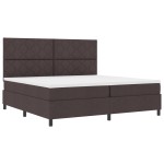 vidaXL Pat cu arcuri cu saltea Maro închis 200 x 200 cm țesătură vidaXL Pat cu arcuri cu saltea Maro închis 200 x 200 cm țesătură