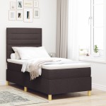 vidaXL Pat cu arcuri cu saltea Maro închis 90 x 200 cm țesătură vidaXL Pat cu arcuri cu saltea Maro închis 90 x 200 cm țesătură