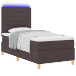 vidaXL Pat cu arcuri cu saltea Maro închis 90 x 200 cm țesătură vidaXL Pat cu arcuri cu saltea Maro închis 90 x 200 cm țesătură